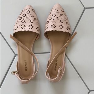 Pink flats with flower cutout